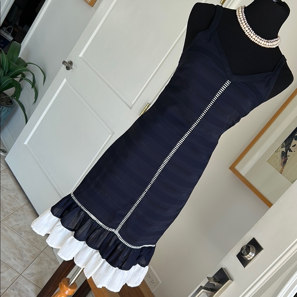 Elegant Navy and White Dress
